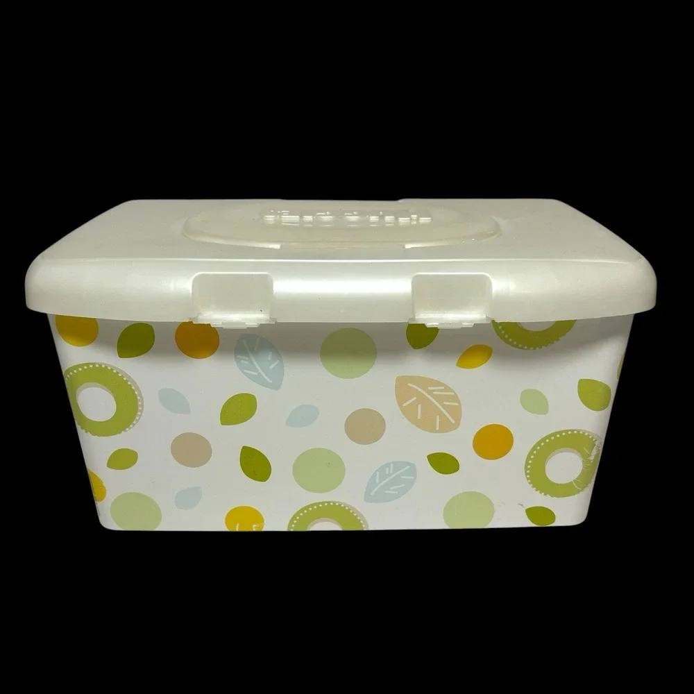 Vintage Huggies Baby Wipes Container EMPTY Plastic Tub Leaf Pattern Pop Up *Read